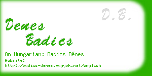 denes badics business card